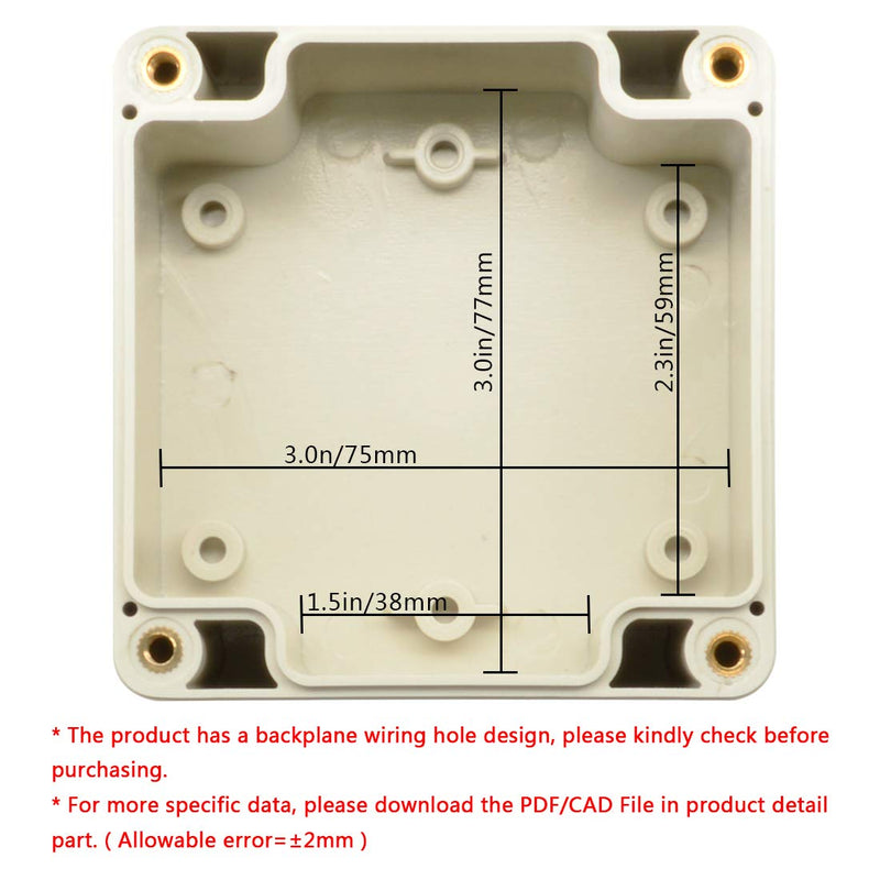 LeMotech ABS Plastic Junction Box Dustproof Waterproof IP65 Electrical Enclosure Box Universal Project Enclosure Grey with PC Transparent Clear Cover 3.3 x 3.2 x 2.2 inch (83 x 81 x 56 mm) 3.3"x3.2"x2.2"