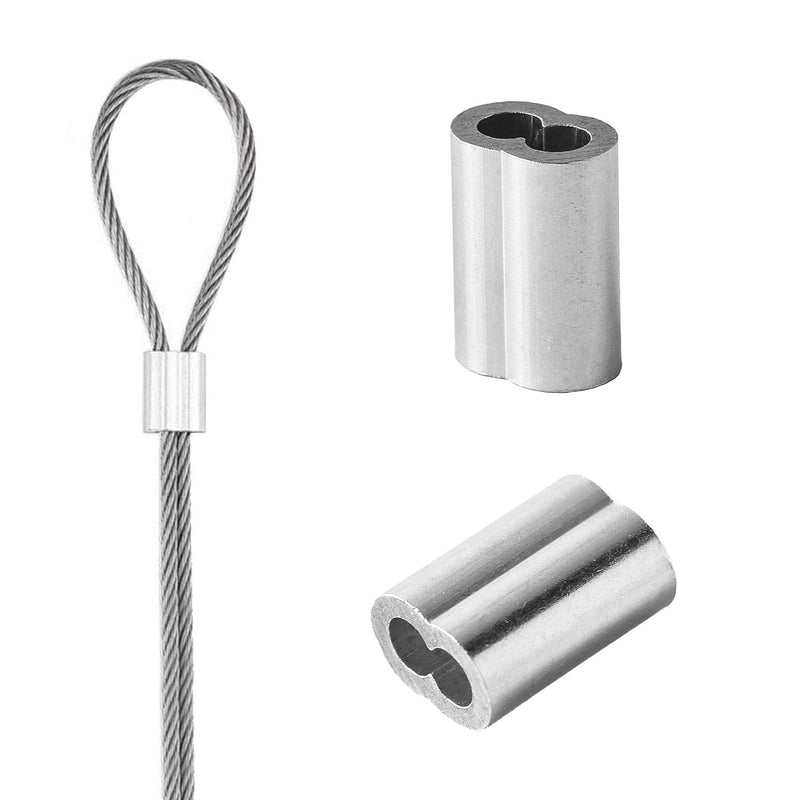 1/8" 100PCS Aluminum Crimping Loop Sleeve for Wire Rope, Cable Ferrule 1/8" (3mm)