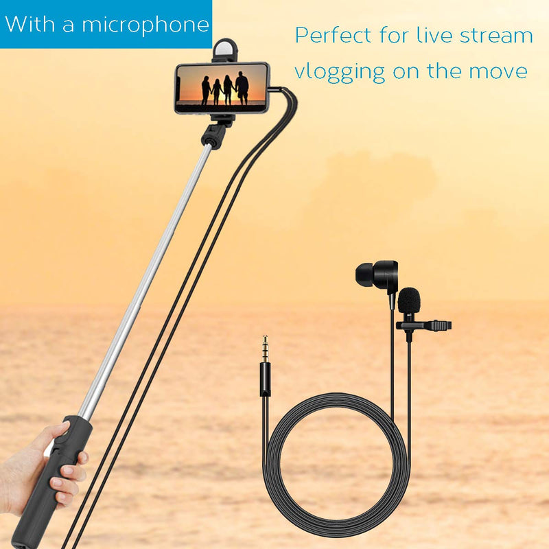Live Streaming Selfie Stick Vlogging Kit with Microphone and Light, YouTube Video Recording Equipment, Mobile Phone Live Stream Tripod for Facebook Instagram TikTok On The Go