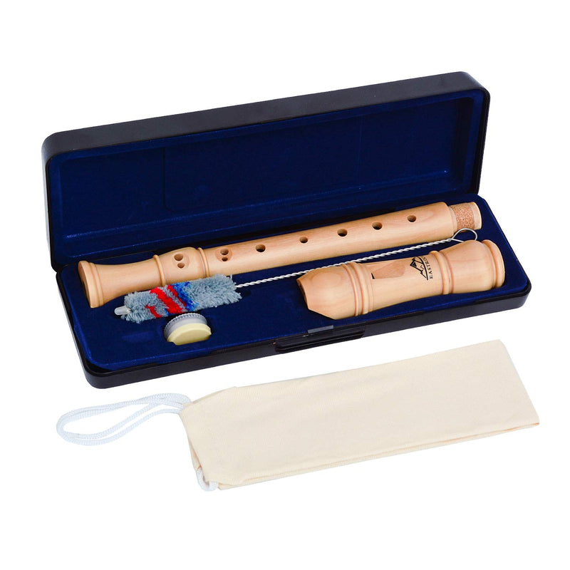 Eastrock Recorder Instrument for Kids Adults Beginners Soprano Recorder Baroque Maple Wood C Key 3 Piece Recorder With Hard Case,Joint Grease And Cleaning Kit 3 piece Baroque Style