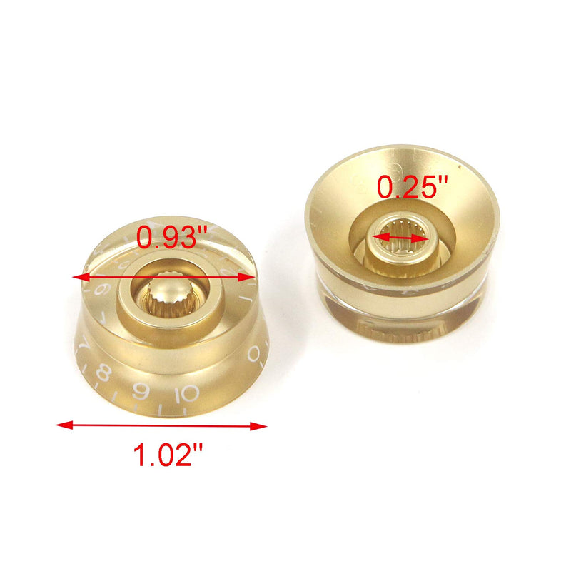 Geesatis Control Speed Knobs 4 pcs Gold Electric Guitar Top Knobs LP Style Les Paul Control Knobs Speed Volume Tone Control Speed Knobs for Guitar Bass