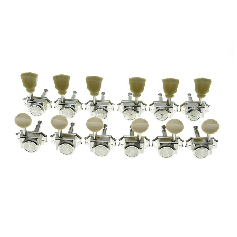 KAISH 3x3 Guitar Vintage Style Locking Tuners Guitar Tuning Keys Pegs Guitar Lock Machine Heads for Les Paul Guitars Nickel with Ivory Button