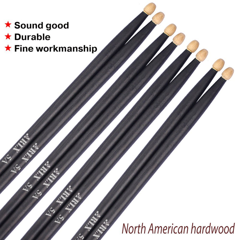 Drum sticks 5a Wood Tip drumsticks 2 Pair Black Drum stick