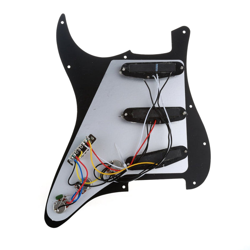 Musiclily SSS 11 Hole Strat Guitar Loaded Pickguard Prewired Scratch Plate with Single Coil Pickups Set for Fender USA/Mexican Strandard Straocaster Guitar Parts, Black