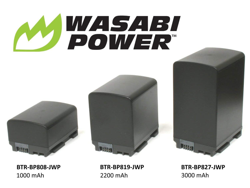 Wasabi Power BP-807, BP-808, BP-809 Battery (2-Pack) and Charger for Canon FS21, FS22, FS31, FS40, FS200, FS300, FS400, VIXIA HF G10, HF G20, HF M30, HF M31, HF M32, HF M40, HF M41, HF M300, and More