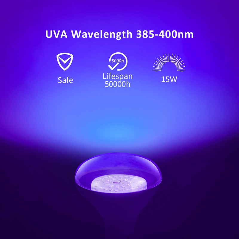 [AUSTRALIA] - Sunmerit 3 Pack 15W UV LED Black Light Bulb, BR30, UVA 385-400nm, Ultraviolet Fluorescent Lamp for Body Paints Neon Glow Posters 