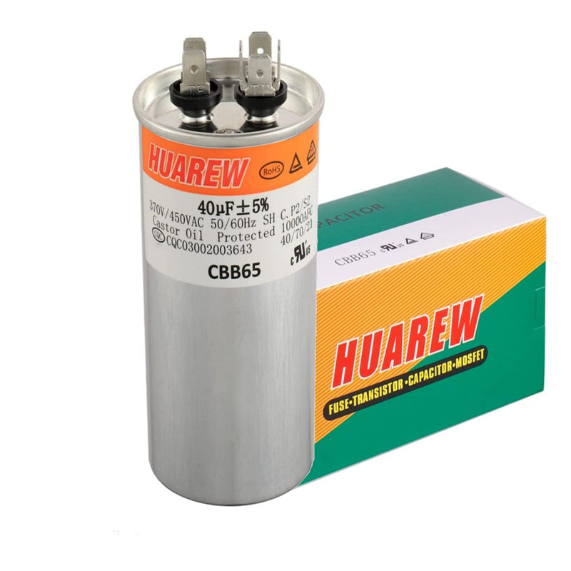 HUAREW 40 uF MFD ±5% 370V /450 V AC CBB65 AC Motor and Fan Starting Round Capacitor 40UF