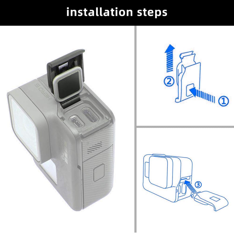 ParaPace Replacement Side Door for GoPro Hero 6 5 Black USB-C HDMI Case Side Cover Repair Part Camera Accessories(Gray) Gray Side door(For GoPro Hero 7/6/5 black)