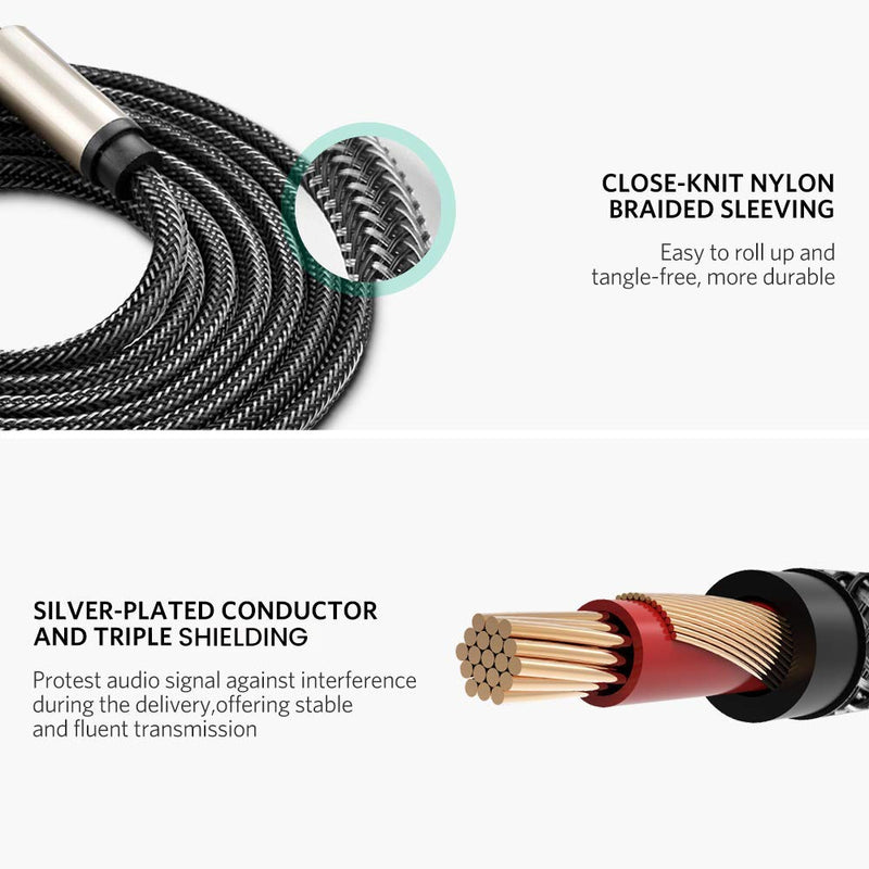 [AUSTRALIA] - UGREEN Premium 6.35mm Mono Jack 1/4" TS Cable Unbalanced Guitar Patch Cords Instrument Cable Male to Male with Zinc Alloy Housing and Nylon braid (6FT) 6FT 