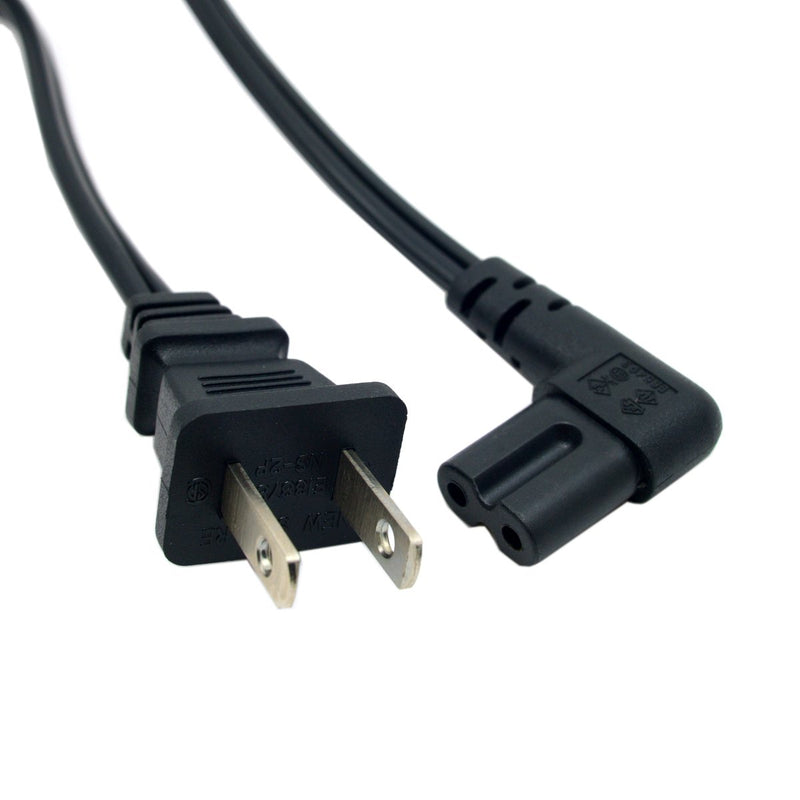 Xiwai USA 2pin Male to 90 Degree Right Angled IEC 320 C7 Power Supply Cord Cable 1M