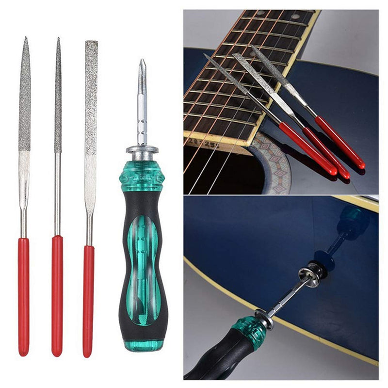 Guitar Repairing Maintenance Tool Setup Kit Guitar Picks String Action Ruler Hex Wrenches Kit for Ukulele Bass Mandolin Banjo Maintenance Accessories