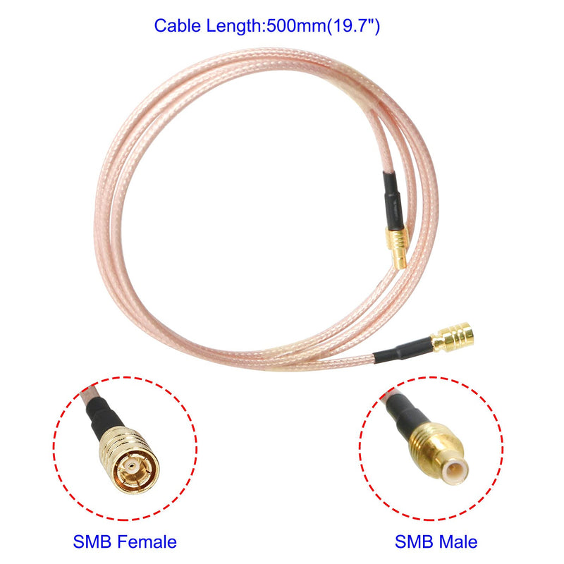 [AUSTRALIA] - Aoje-Link RF Coaxial Cable SMB Female to SMB Male RG316 Coax Cable Jumper for DIY Radio, 3G/4G/5G/LTE/Antenna, Audio and Video Signal Transmission, 500mm 1Pcs 