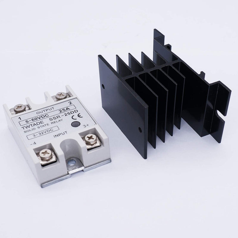 [AUSTRALIA] - TWTADE SSR-25 DD 25A DC 3-32V to DC 5-60V SSR Solid State Relay + Heat Sink DC to DC 25A 