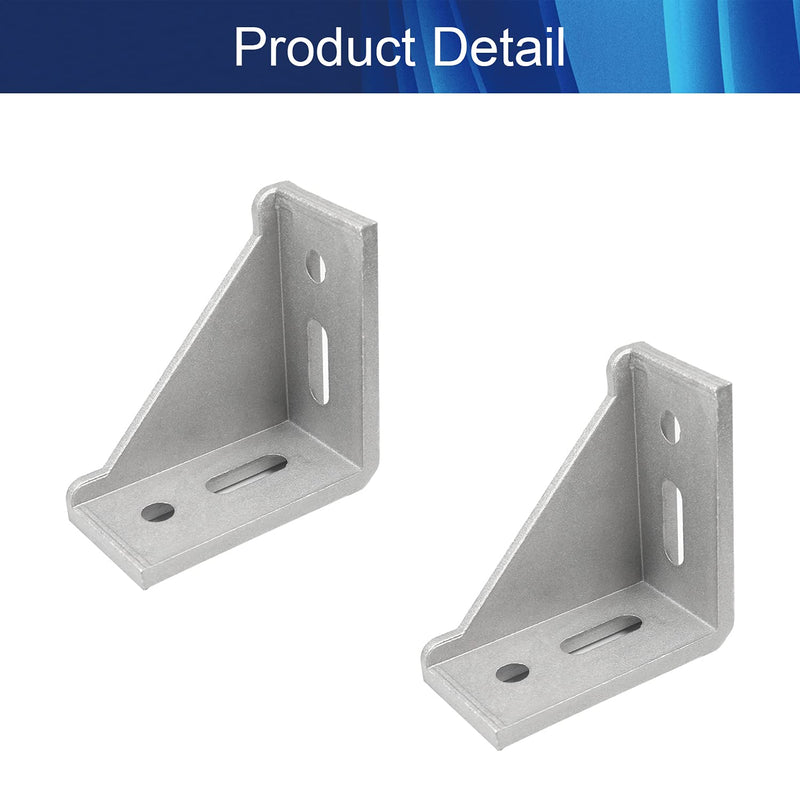 Aicosineg 4Pcs Hardware Brackets Inner Angle Bracket Gusset Aluminum Alloy Interior Joint Bracket Inside Corner Bracket Gusset with Slot for 4080 Series Aluminum Extrusion Profile Silver Tone