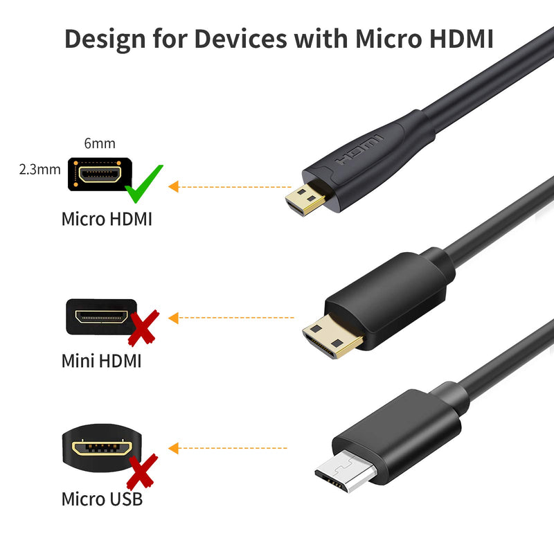 CableCreation 4K Micro HDMI to HDMI Cable Adapter, 4K 60Hz Ethernet 3D Audio Return, Compatible with GoPro Hero 8/7/6/5, Raspberry Pi 4, A6000, A6300, Nikon Camera, Lenovo Yoga 3 Pro, Yoga 710, 3ft 3 feet