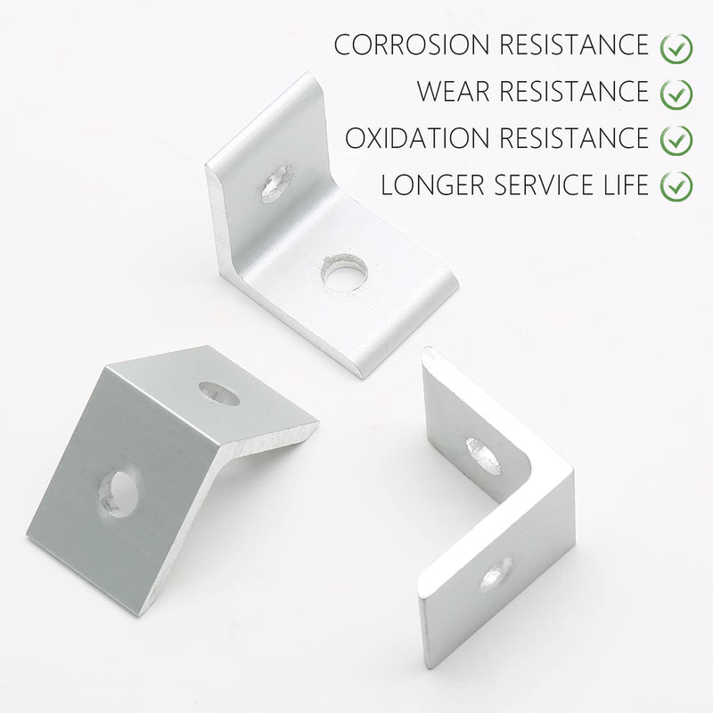Qjaiune 10Pcs 4040 Inside Corner Bracket Gusset, Silver 4080 Aluminum Extrusion Brackets, 2 Hole Aluminum L Bracket Connector for 4040 Series Aluminum Extrusion Profile with Slot 8mm