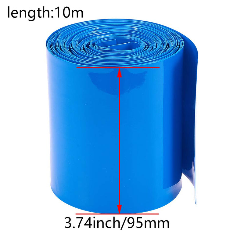 Heyiarbeit Battery Wrap PVC Heat Shrink Tubing Length 10M Width 95MM Blue Good Insulation for Battery Pack 10m 95mm Blue 1