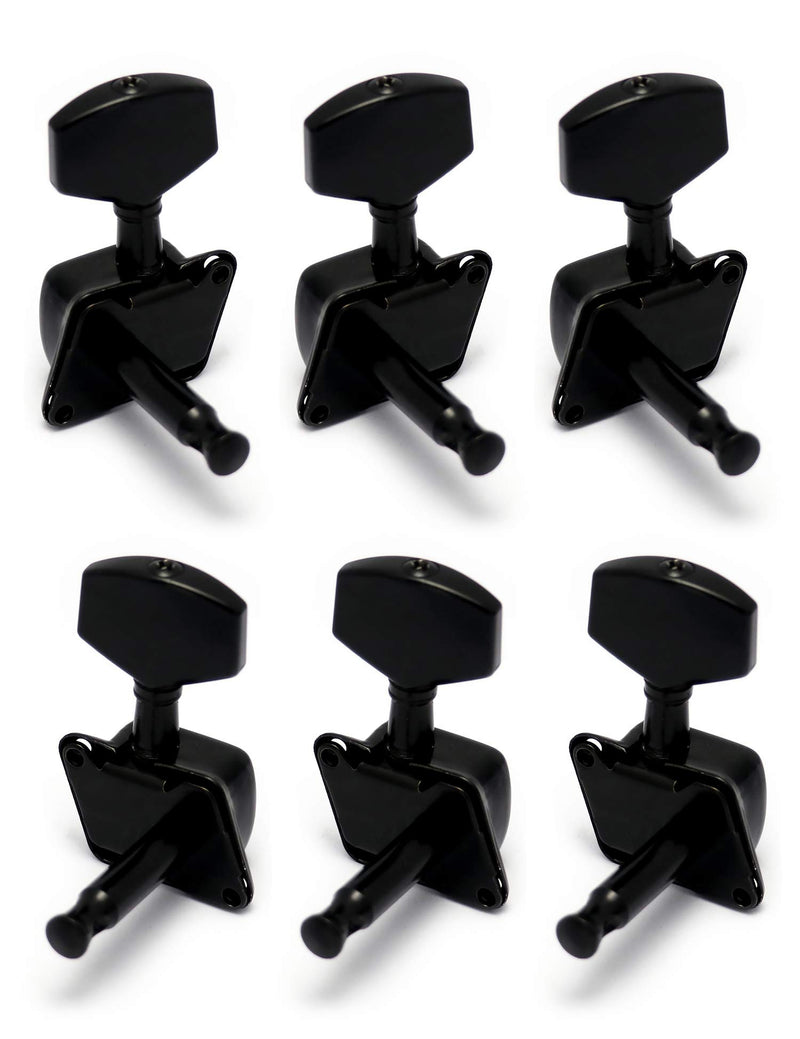 Metallor Semiclosed String Tuning Pegs Machine Heads Tuners 3L 3R Electric Acoustic Guitar parts Replacement Set of 6Pcs Black. 3L 3R-Black