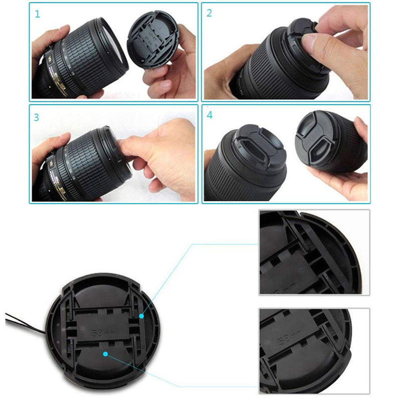 62mm Lens Cap Center Snap on Lens Cap Suitable Suitable &for Nikon &for Canon &for Sony Any Lenses with Ø 62mm Camera 62mm Lens Cap