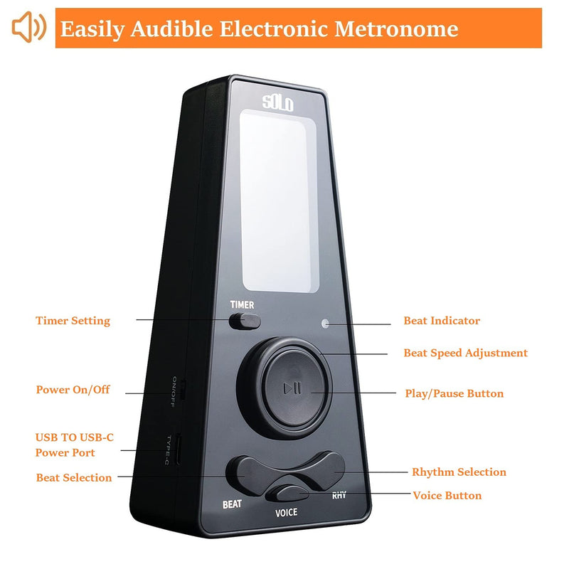 Electronic Digital Metronome for Musicians Piano Guitar Violin Instrument Volume & Beat Speed Adjustable Universal