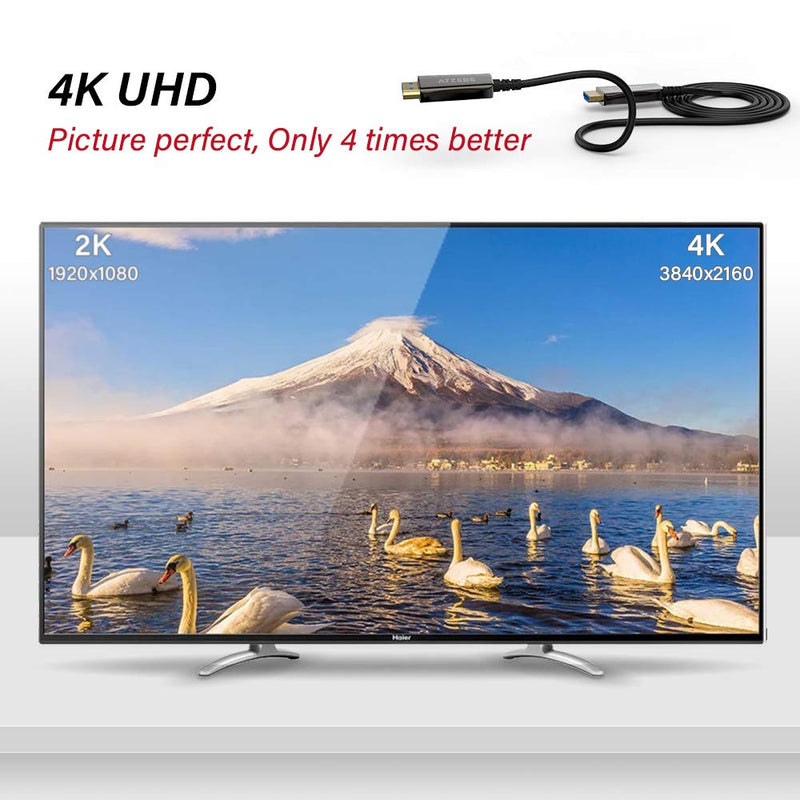 ATZEBE Fiber Optic HDMI Cable 30ft, Fiber HDMI Cable Supports 4K@60Hz, 4:4:4/4:2:2/4:2:0, HDR, Dolby Vision, HDCP2.2, ARC, 3D, High Speed 18Gbps, Slim and Flexible HDMI Fiber Optic Cable… 10m/30ft