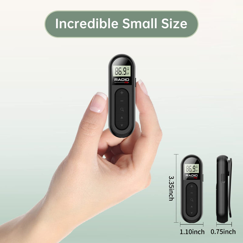UMUTOO Personal Portable Pocket FM Radio, Rechargeable Transistor Walkman Radio with Best Reception, Long Battery Life, Stereo Headphones, Belt Clip, for Hiking, Walking, Jogging MI03 FM