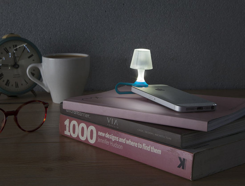 Peleg Design Luma Smart Mobile Phone Night Light, Tiny Lampshade Clip on Phone Flash Led Light Holder, Blue