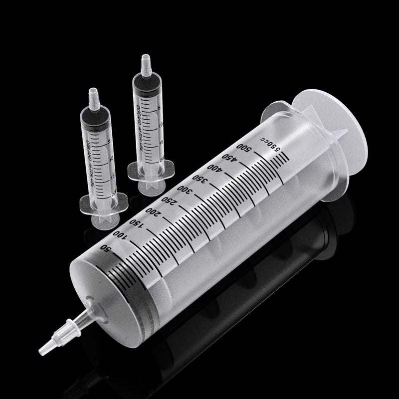 500ML Extra Large Syringe and 2 Pack 20ML Plastic Syringes with Tip Adapter&Soft Tube, Sterile Individually Sealed Large Capacity Syringe Tools for Science Labs, Industrial, Gardening (500ml, 1) 500ml 1.0