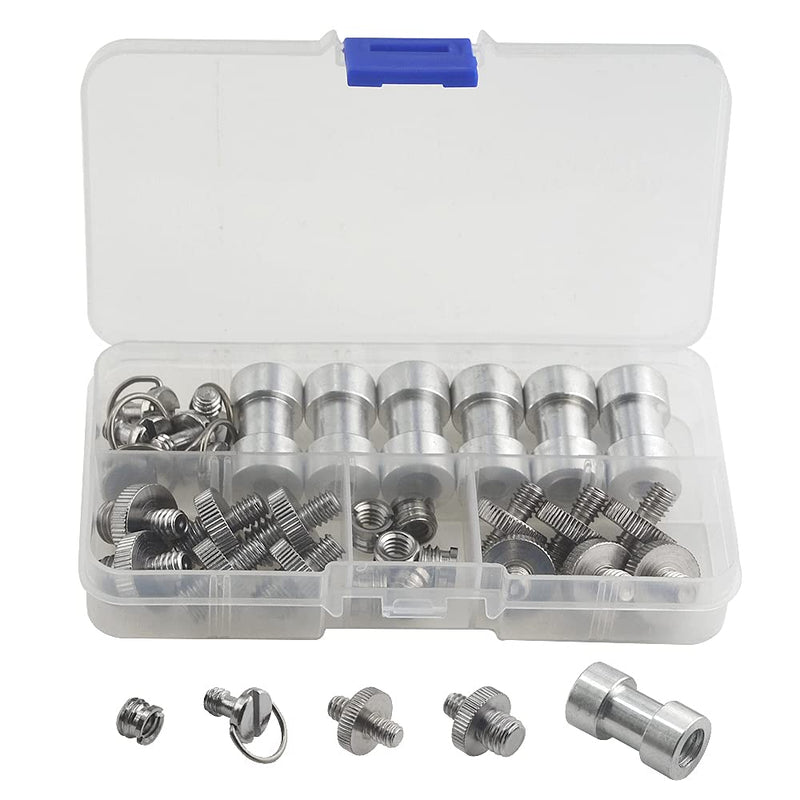 XINMEIWEN 30Pack Camera Screw Set 1/4 Inch and 3/8 Inch Threaded Screws Adapter Hot Shoe Adapter Mount Set for Camera/Tripod/Mono-pod/Light Stand Adapter-30P