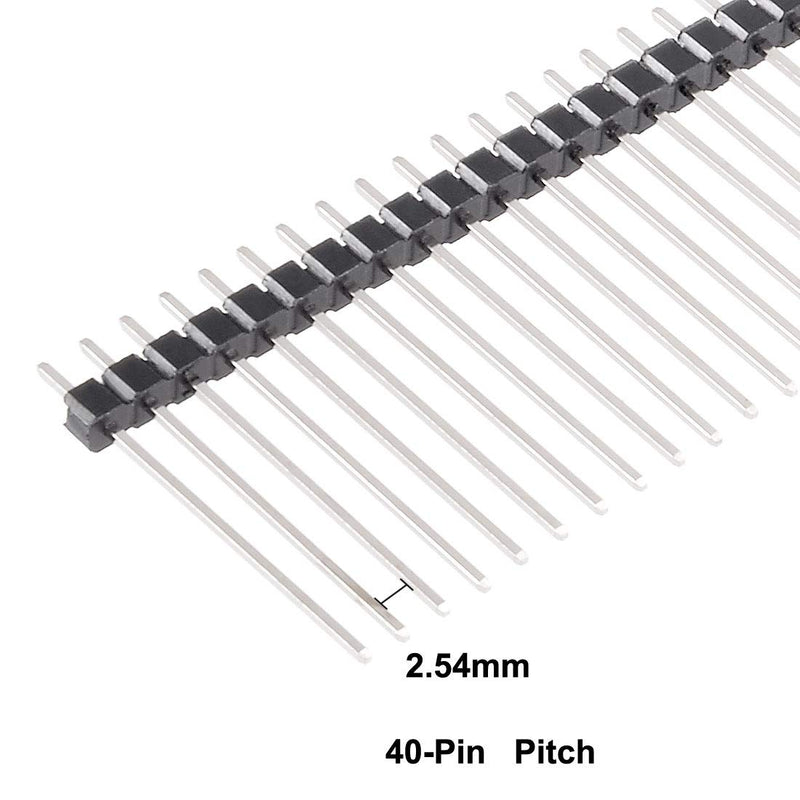uxcell 30Pcs 2.54mm Pitch 40-Pin 25mm Length One Row Straight Connector Pin Header Strip for Arduino Prototype Shield