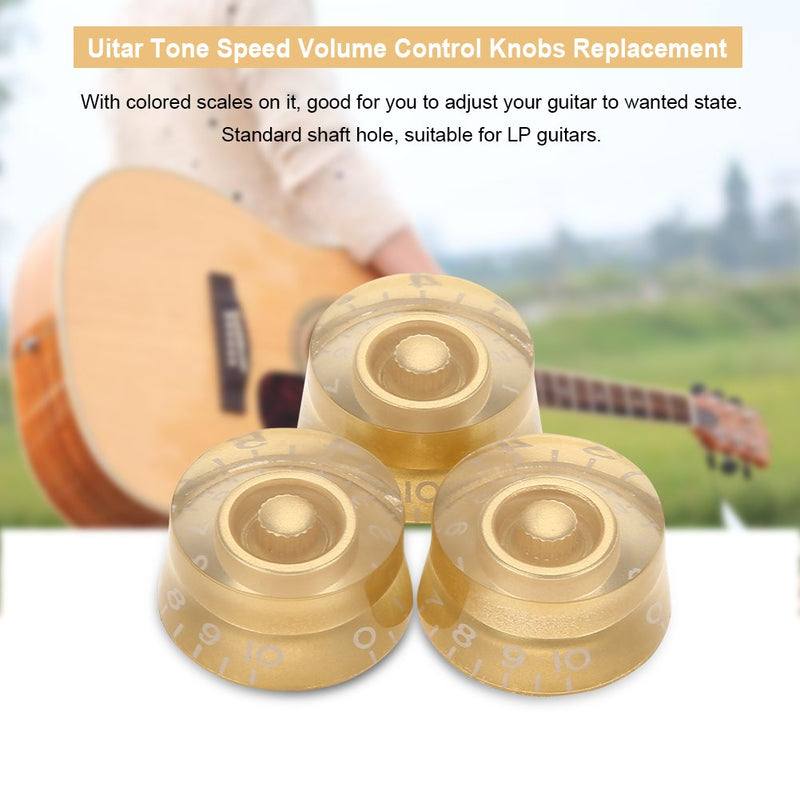 Dilwe 4pcs Electric Guitar Knobs, Guitar Tone Speed Volume Control Knobs Replacement Accessory for Les Paul LP Electric Guitar Gold