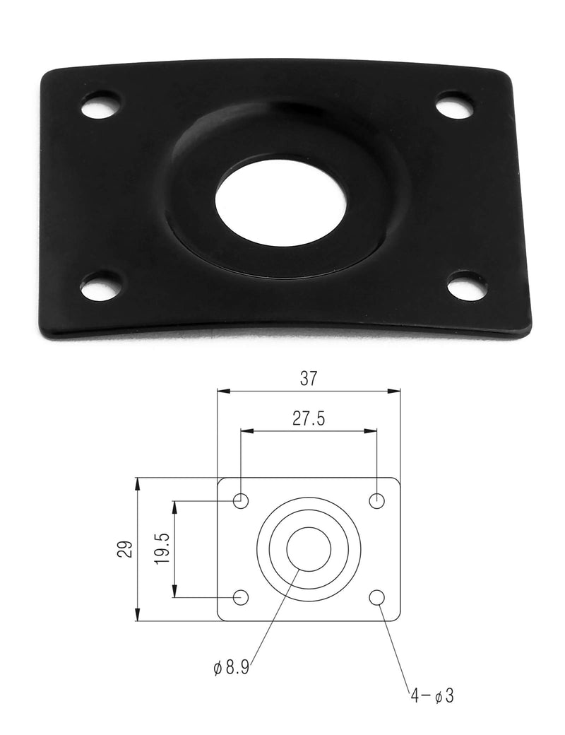 Holmer Guitar Jack Socket Plate Curved Recessed Rectangle Style Output Jack Plate Compatible with Les Paul LP Tele Style Electric Guitar or Bass Guitar Parts with Screws Black.