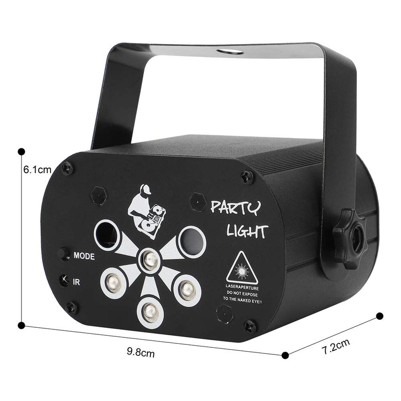 U`King Party Laser Light 6 Lens Stage Lighting DJ Disco Lights with Sound Activated Auto Control Strobe Effects LED Projector for Parties Show Wedding Club Room Black