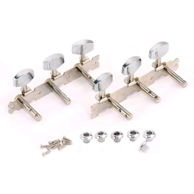 Musiclily 3 on a Plate Acoustic Guitar Tuners 3R3L Machine Heads Tuning Keys Pegs Set,Nickel Big Button Nickel