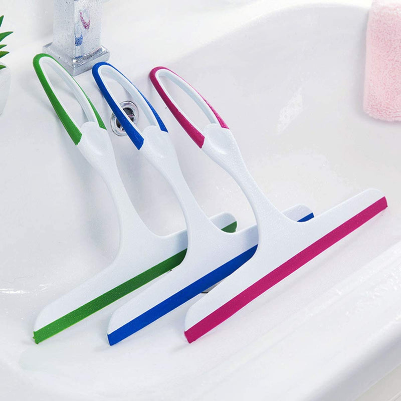 3 Packs Squeegee for Shower, Rubber Glass Shower Door Squeegee with 3 Shower Hooks, Shower Squeegee with Hanging Hole Squeegee Fit for Shower, Glass Door, Car Windows, Multifunctional Squeegee Tool 3 Packs+3 Hooks