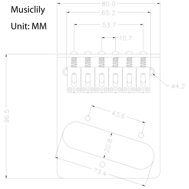 Musiclily Guitar Telecaster Bridge Assembly with 6 Saddles for Fender Tele,Black Black