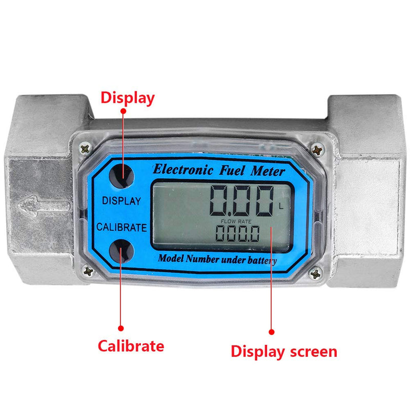 Hilitand Mini Digital Turbine Flowmeter Diesel Kerosene Gasoline Fuel Flow Meter 15-120L 1.5inch NPT Blue