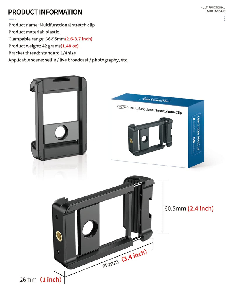 17 mm Thread Lens Adapter, Telephoto Lens Phone Mount Sturdy and Wear-Resistant, Lens Holder Suitable for All Lens&Telephoto Lens with 17mm Thread, Works with Almost All Smartphones