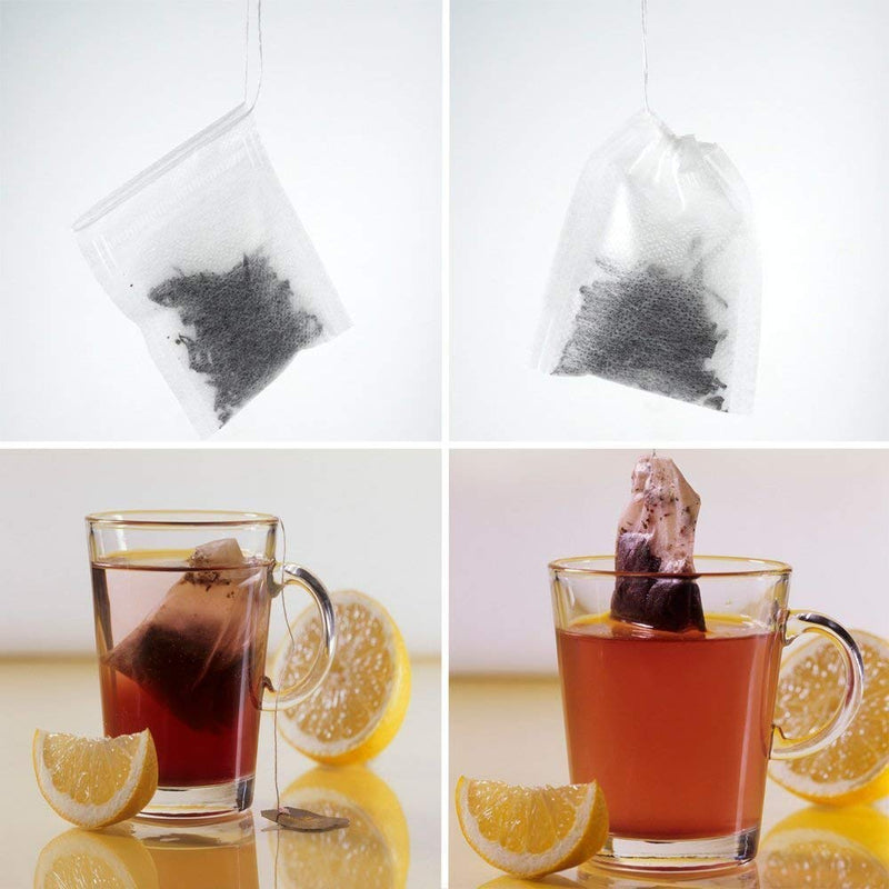 TamBee 100 Pack Disposable Tea Filter Bags Empty Muslin Drawstring Seal Filter Tea Bags Drawstring Herb Loose Tea bag (1.97"X2.76" / 5cm X 7cm) 1.97"X2.76"
