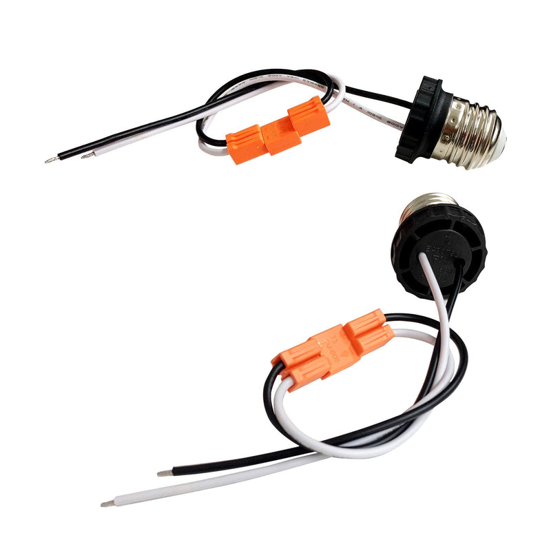 Yiliaw E26 Socket Adapter 6 Pack,Medium Base Male Screw In Light Bulb Socket Pigtail For Led Ceiling lights downlight
