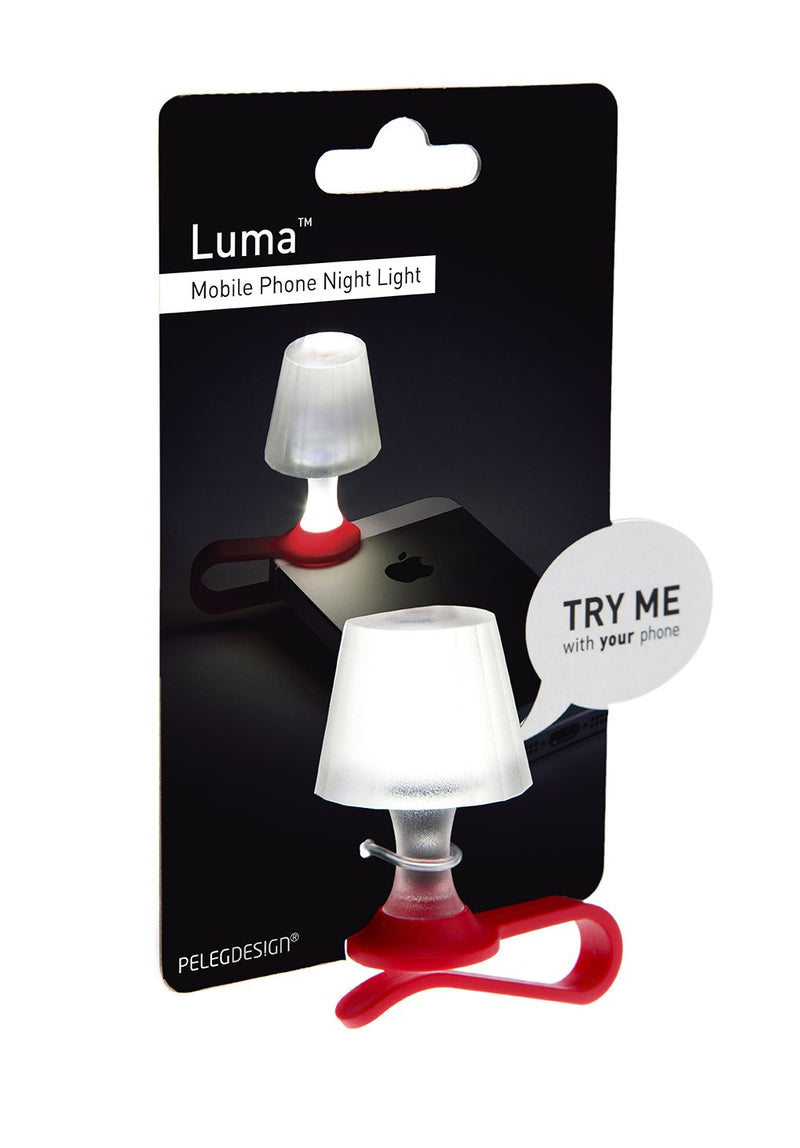 Peleg Design Luma Smart Mobile Phone Night Light, Tiny Lampshade Clip on Phone Flash Led Light Holder, Red