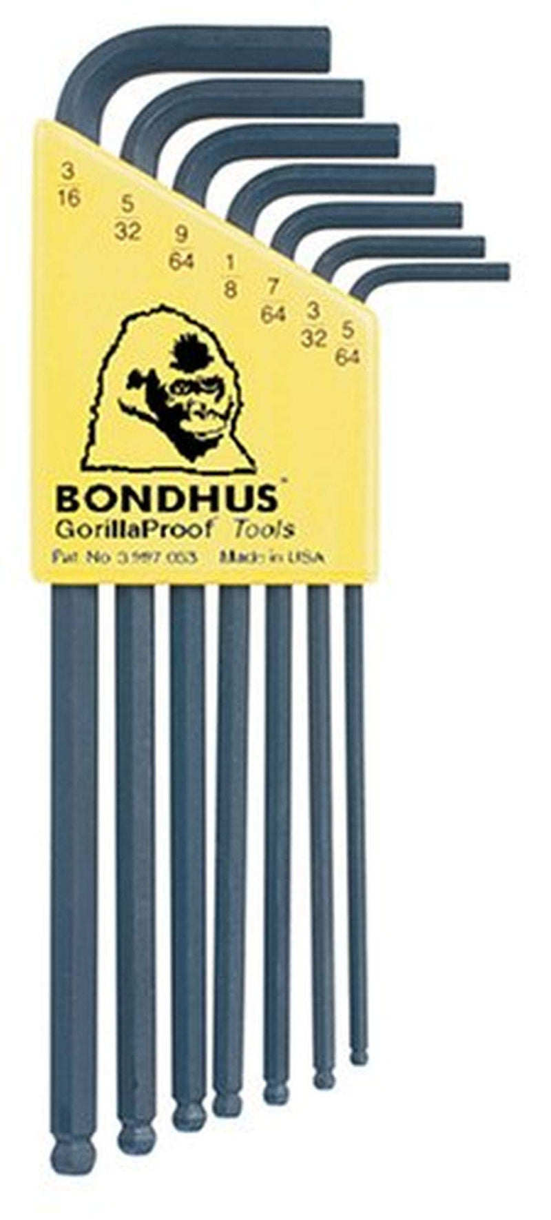 Bondhus 10945 Set of 7 Balldriver L-wrenches, sizes 5/64-3/16"