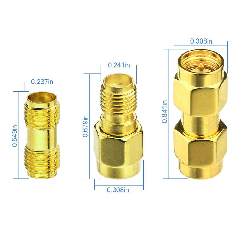 Superbat RF coaxial SMA Male to SMA Female Bulkhead RG174 15ft Cable + 3pcs RF Coax SMA Adapter Kit for SDR Equipment Antenna Ham Radio,3G 4G LTE Antenna,ADS-B,GPS and etc 5M/16.4FT