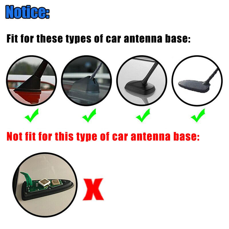 Possbay Shark Fin Antenna Universal Car Antenna with Waterproof Rubber Ring AM FM Radio Signal with Adhesive (Bead Light Black)