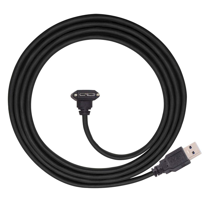 [AUSTRALIA] - CY 90 Degree Down Angled Micro USB Screw Mount to USB 3.0 A Type Data Cable 3m 10ft 