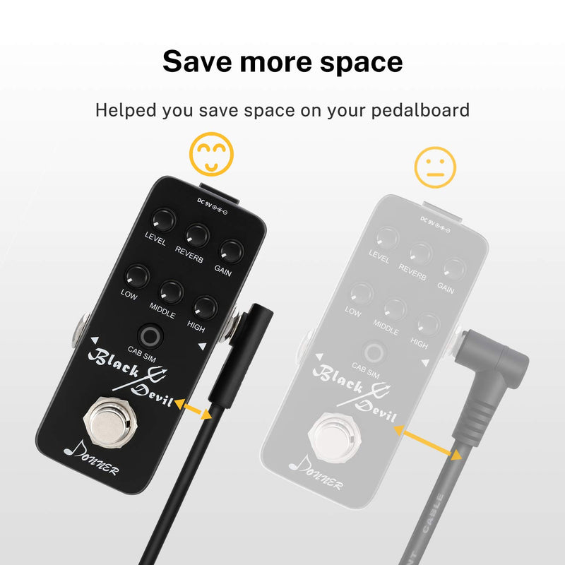 Donner Flat Patch Cables for Guitar Effect Pedal 6 Inch Save Space Clear Sound 1/4" TS Right Angle 3 Packs