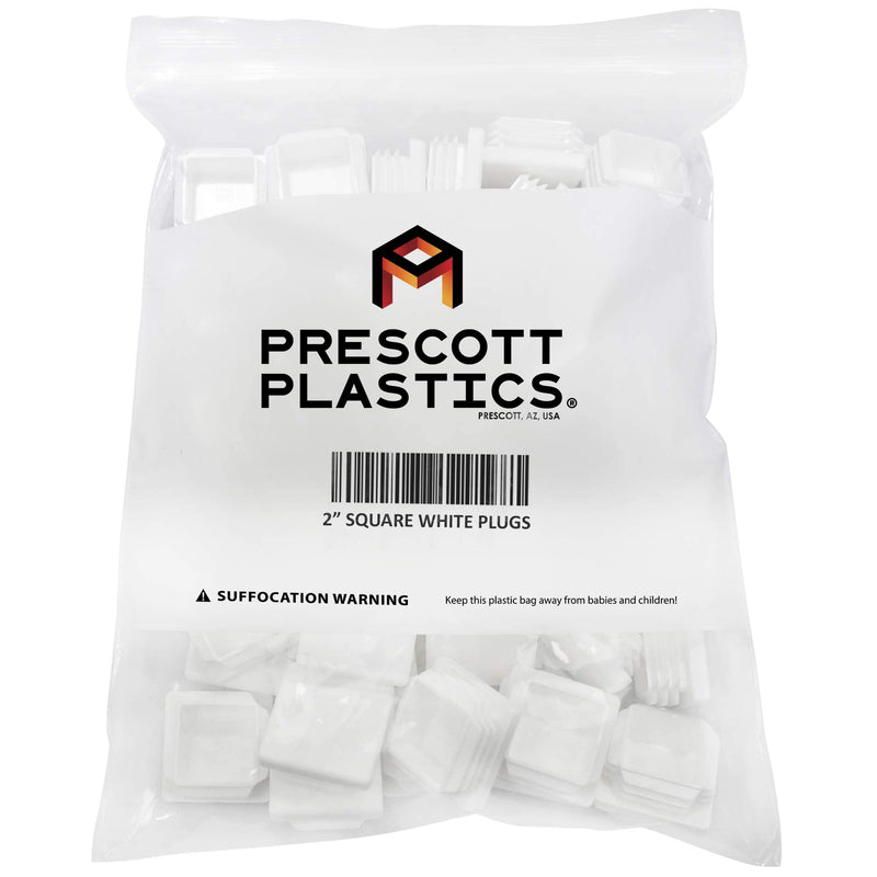 [AUSTRALIA] - Prescott Plastics 2 Inch Square White Plastic Plug, Heavy Duty Tubing Post End Cap (20) 20 