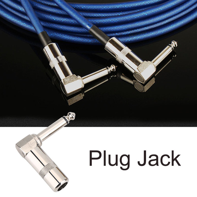 Dilwe 3Pcs Guitar Cable Plug, 6.3mm 1/4inch L Type Instrument Audio Microphone Cable Connector Right Angle Plug Jack