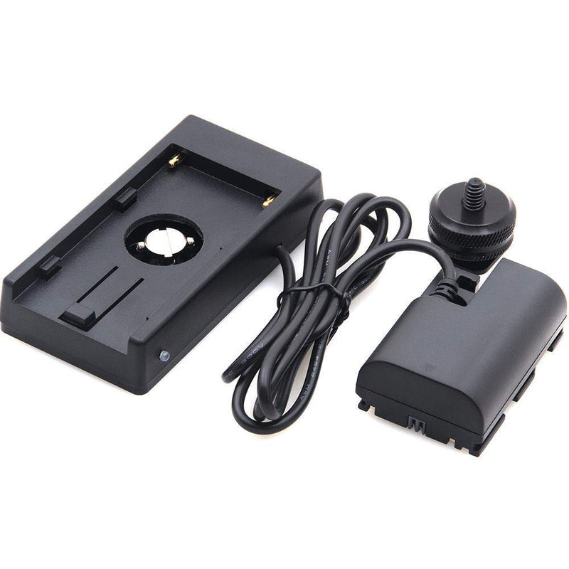 Foto4easy NP-F970 to LP-E6 Dummy Battery Power Adapter Mount Plate with Hot Shoe for Canon EOS 5D2 5D3 5D4 6D 6D2 7D 7D2 60D 70D 80D DSLR Camera and Sony NP-F NP-F970 F960 F770 Battery