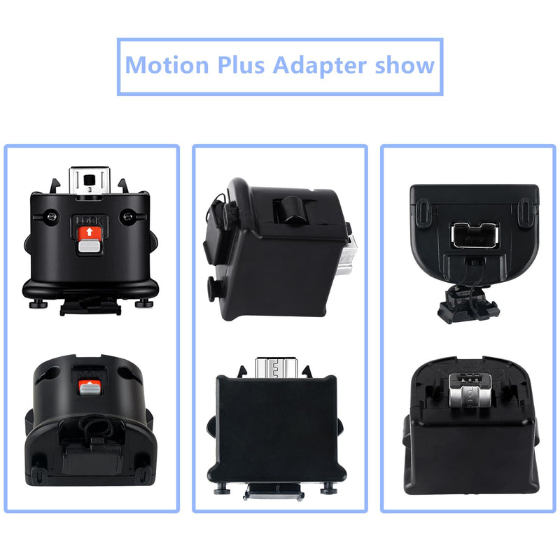 XiQiDianr 2 Motion Plus Attachment and 2 Silicon Case for Nintendo Wii Remote Controller, Motion Plus Adaptor Sensor Accelerator Replacement for Wii Motion Plus Adapter（Black） Black